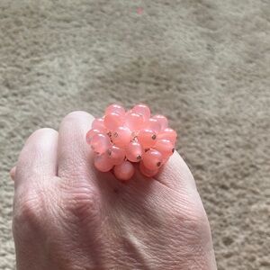 Pink Beaded Cluster Ring